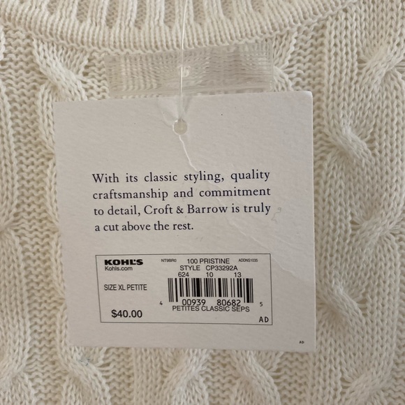 ๐NWT White Classic Cable Mock Turtleneck Sweater - Picture 4 of 6